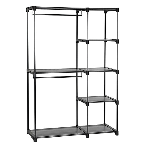 Helloshop26 Armoire autoportante penderie pliable avec barre de suspension porte-vêtements organiseur de stockage vestiaire chambre salle d’étude stable 165 cm noir 12_0002295