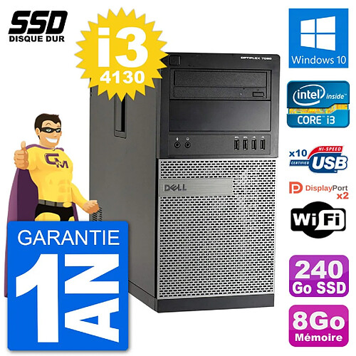 PC Tour Dell 7020 Intel Core i3-4130 RAM 8Go SSD 240Go Windows 10 Wifi · Occasion