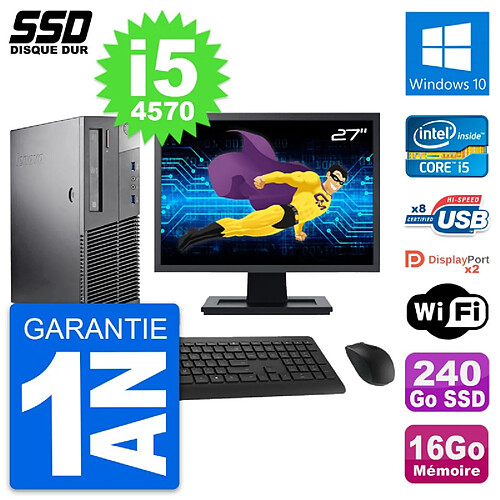 PC Lenovo M93p SFF Ecran 27" Intel i5-4570 RAM 16Go SSD 240Go Windows 10 Wifi · Occasion