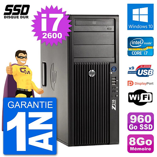 PC Tour HP WorkStation Z210 Intel Core i7-2600 RAM 8Go SSD 960Go Windows 10 Wifi · Occasion