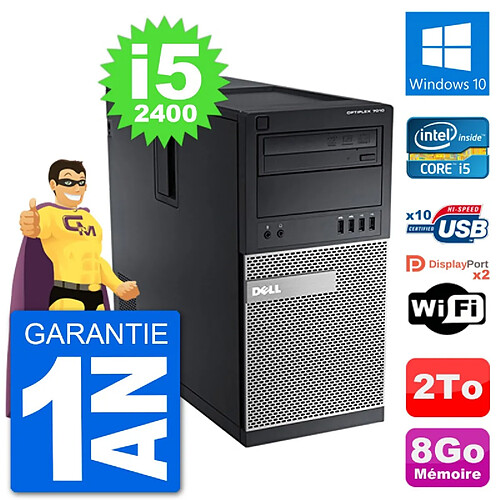 PC Tour Dell 7010 Intel Core i5-2400 RAM 8Go Disque Dur 2To Windows 10 Wifi · Occasion