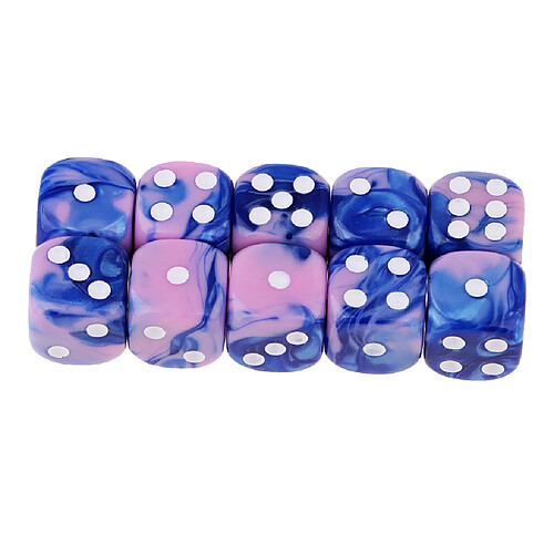 Dés de jeu à 6 faces Dés de 16mm pour les jeux de société et l'enseignement des mathématiques rose + bleu