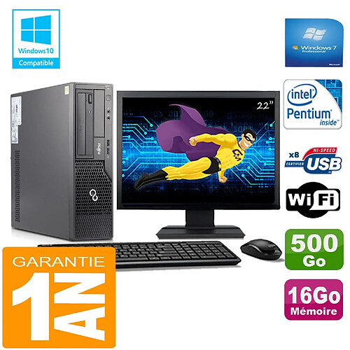 PC Fujitsu Esprimo E500 E85+ SFF G640 RAM 16Go Disque 500Go Wifi W7 Ecran 22" · Occasion