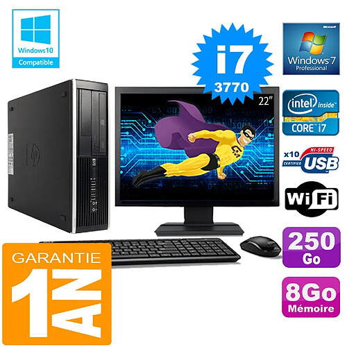 PC HP Compaq 8300 SFF Core I7-3770 Ram 8Go Disque 250 Go Wifi W7 Ecran 22" · Occasion