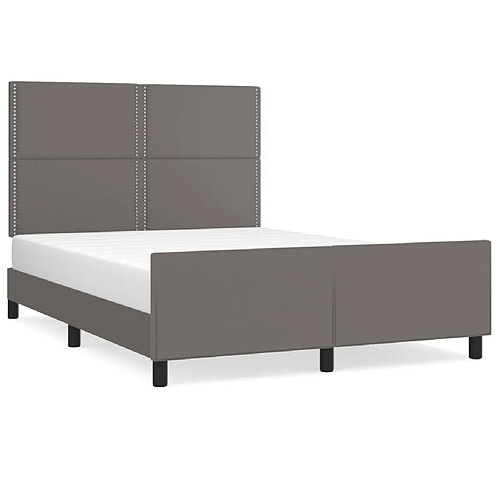 Maison Chic Cadre/structure de lit avec tête de lit pour adulte - Lit Moderne Chambre Gris 140x190 cm Similicuir -MN86621