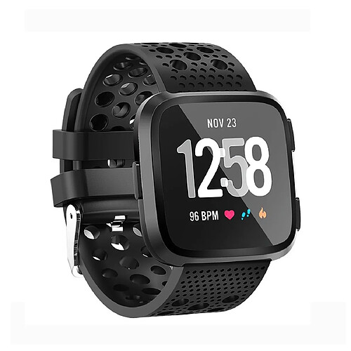 Wewoo Bracelet pour montre connectée Smartwatch Ventilation cercle trou Fitbit Versa Noir