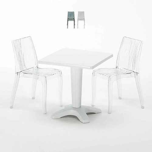 Grand Soleil Table bistrot et 2 chaises colorées poly