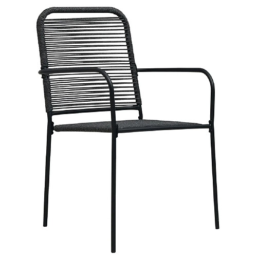 Maison Chic Lot de 4 Chaises de jardin,Fauteuil d'extérieur Corde en coton et acier Noir -MN77126