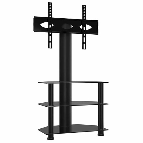 Maison Chic Meuble TV d'angle 3 niveaux, Banc TV pour salon, Meuble de rangement pour 32-70 pouces noir -GKD88814