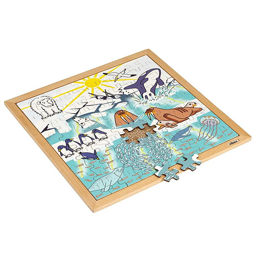 Educo Puzzle en Bois - Nature et climat Puzzle Réchauffement climatique - jeu Montessori