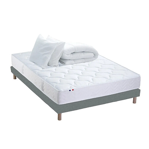 Idliterie Pack ASTRE Ensemble Matelas Ressorts + Sommier + Couette + Oreillers - Made in France