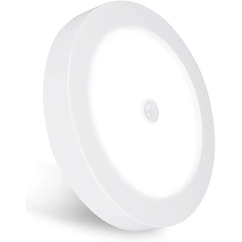 Universal Lampe panneau LED 18W PIR capteur de mouvement surface circulaire installation sécurité mur/plafond luminaire 1600LM(blanche)