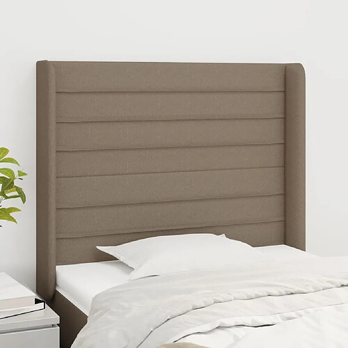 Maison Chic Tête de lit scandinave avec oreilles,meuble de chambre Taupe 93x16x118/128 cm Tissu -MN67109