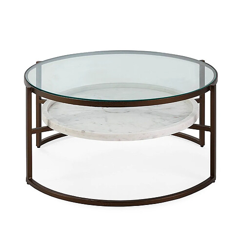 Table Basse Thai Natura Blanc Transparent Bronze 92 x 45 x 92 cm