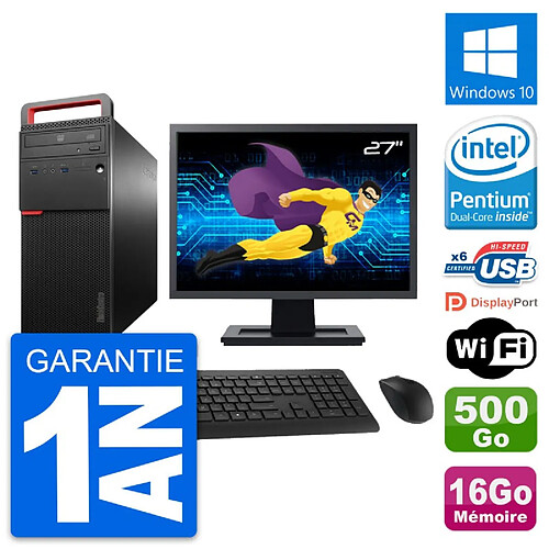 PC Tour Lenovo M700 Ecran 27" Intel G4400 RAM 16Go Disque 500Go Windows 10 Wifi · Occasion