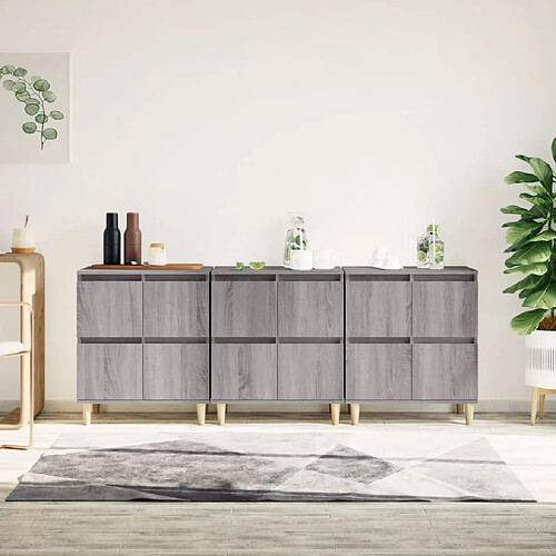 vidaXL Buffets 3 pcs sonoma gris 60x35x70 cm bois d'ingénierie