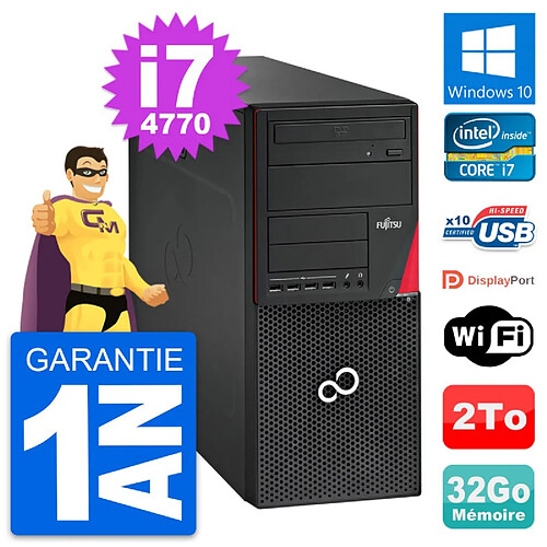 PC Tour Fujitsu Esprimo P720 Intel i7-4770 RAM 32Go Disque 2To Windows 10 Wifi · Occasion