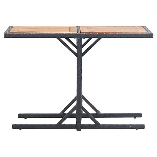 Maison Chic Table de jardin | Table d'extérieur Noir Bois d'acacia solide et résine tressée -GKD97571