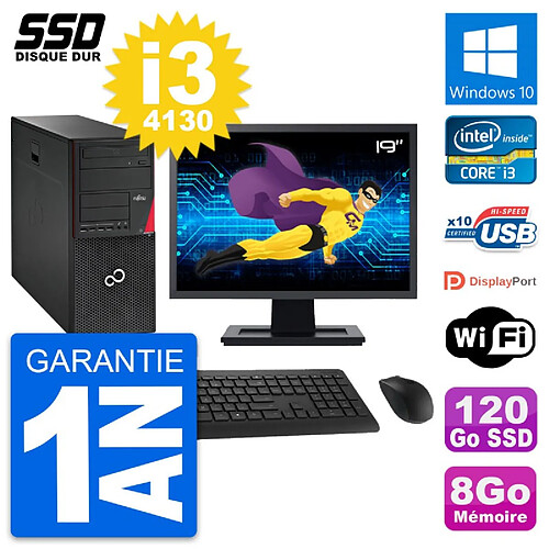 PC Tour Fujitsu P720 Ecran 19" Intel i3-4130 RAM 8Go SSD 120Go Windows 10 Wifi · Occasion