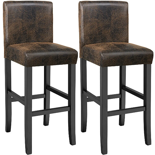 Tectake Lot de 2 chaises de bar - marron foncé