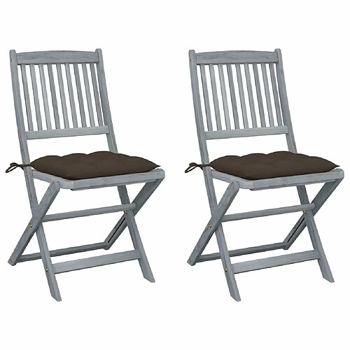 Maison Chic Lot de 2 Chaises pliables d'extérieur avec coussins | Chaises de jardin | Fauteuil Relax Bois d'acacia -GKD29483