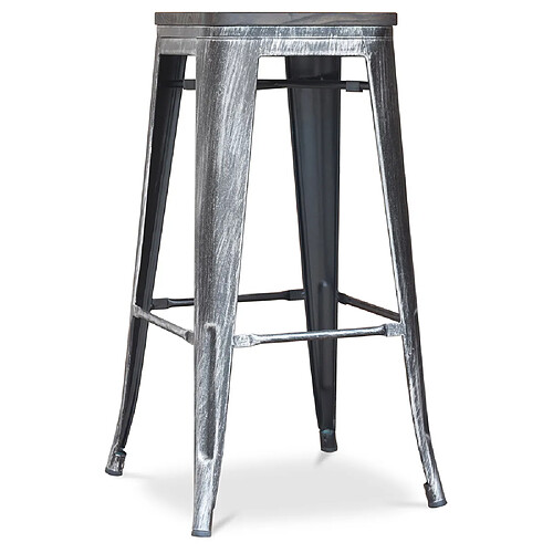 ICONIK INTERIOR Tabouret de bar - Design industriel - Bois et acier - 76 cm - New Edition- Stylix Industriel