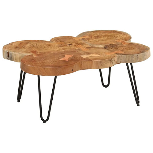 vidaXL Table basse 36 cm 6 troncs bois d'acacia massif