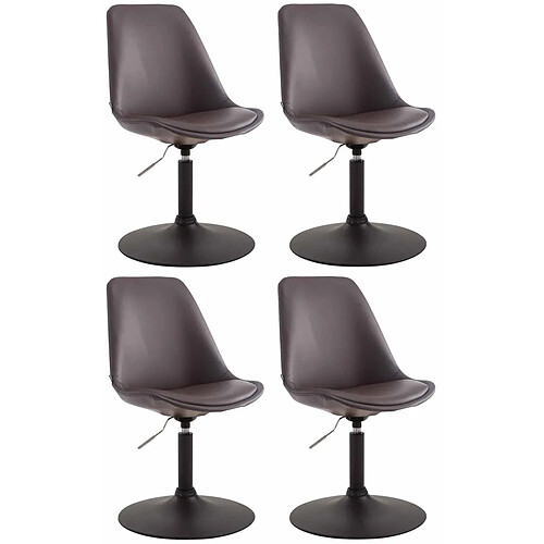 Decoshop26 Lot de 4 chaises de salle à manger pivotante hauteur réglable en PVC marron et pied trompette métal noir 10_0001802