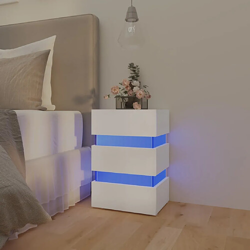 vidaXL Table de chevet à LED blanc 45x35x67 cm bois d'ingénierie