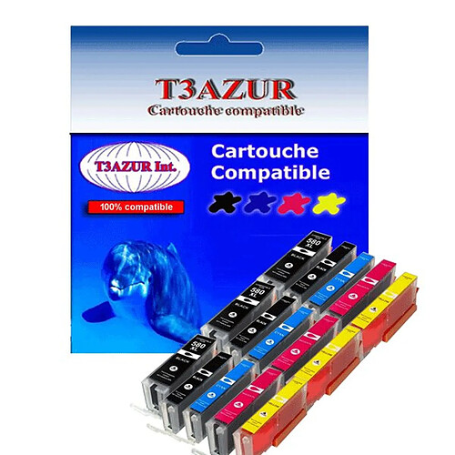 Lot de 15 Cartouches Compatibles pour Canon Pixma TS6300, TS6350 - T3AZUR