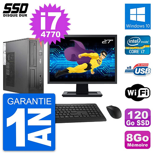 PC Fujitsu E520 DT Ecran 27" Intel i7-4770 RAM 8Go SSD 120Go Windows 10 Wifi · Occasion