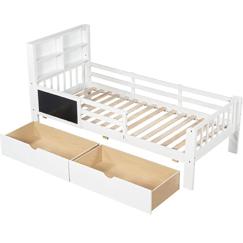 ComfortXL Lit Pour Enfants Avec Fonctionnalités Multiples, Blanc, 90*200