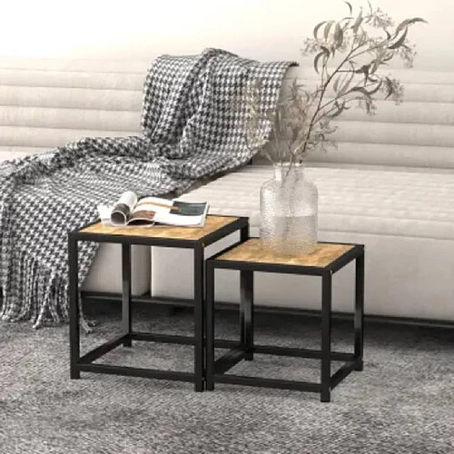 vidaXL Tables à thé 2 pcs MDF Noir et jaune