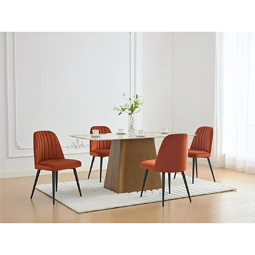 Vente-Unique Lot de 2 chaises en velours et métal noir - Terracotta - ELEANA