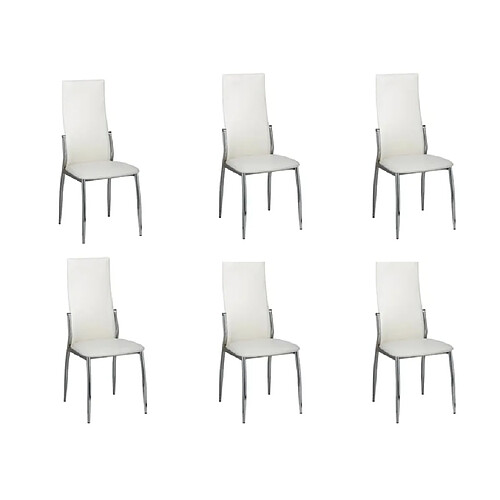 Maison Chic Lot de 6 Chaises à manger,Chaise pour cuisine blanc similicuir -MN70266