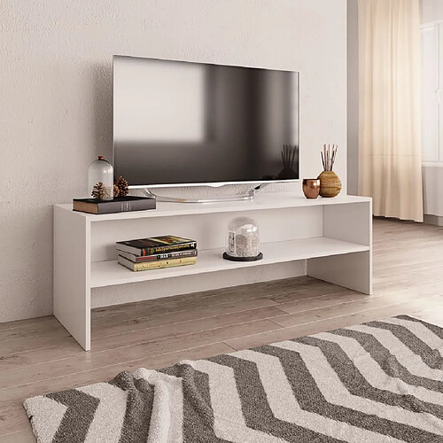 Maison Chic Meuble TV scandinave - Banc TV pour salon Blanc 120x40x40 cm Bois d'ingénierie -MN17551