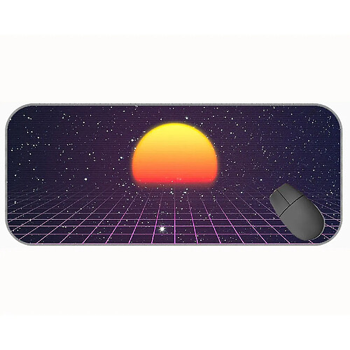 Universal (750x300x3), xxl tapis de souris de jeu étendu, pad de souris d'onde à vapeur de vapeur de soleil rétro