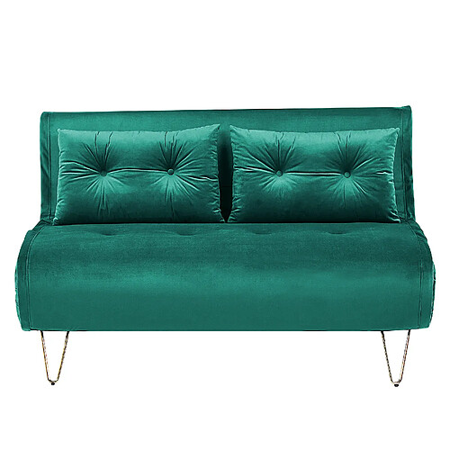 Beliani Banquette convertible 2 places en velours vert foncé VESTFOLD