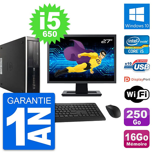 PC HP 8100 SFF Ecran 27" Core i5-650 RAM 16Go Disque 250Go Windows 10 Wifi · Occasion