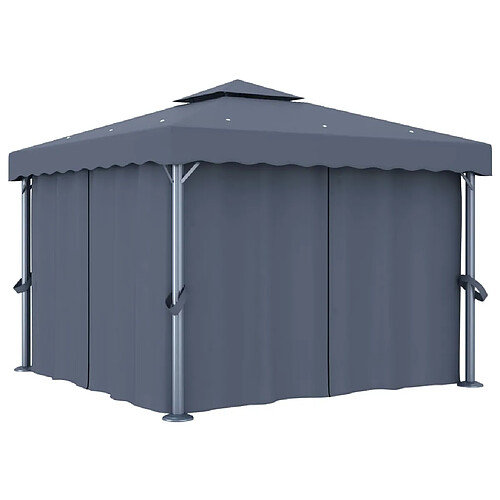 vidaXL Tonnelle avec rideau 3x3 m Anthracite Aluminium