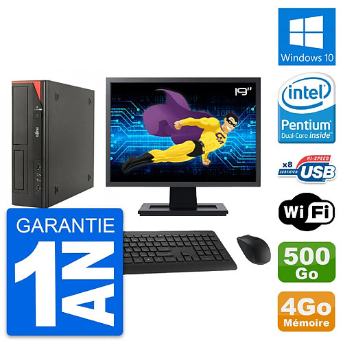 PC Fujitsu E520 DT Ecran 19" Intel G3220 RAM 4Go Disque 500Go Windows 10 Wifi · Occasion