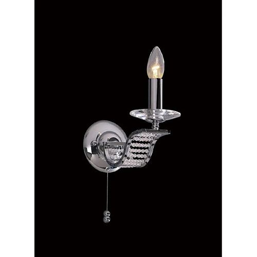 Luminaire Center Applique murale Niobe avec interrupteur 1 Ampoule chrome poli/cristal