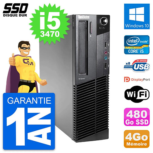 PC Lenovo ThinkCentre M82 SFF Intel i5-3470 RAM 4Go SSD 480Go Windows 10 Wifi · Occasion