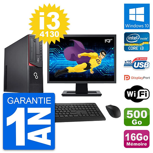 PC Fujitsu E920 DT Ecran 19" Intel i3-4130 RAM 16Go Disque 500Go Windows 10 Wifi · Occasion