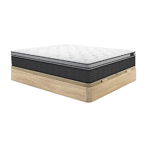 Vente-Unique Ensemble 180 x 200 cm sommier coffre naturel clair + matelas ressorts ensachés et surmatelas intégré ép.30cm - GAMIANI de YSMÉE