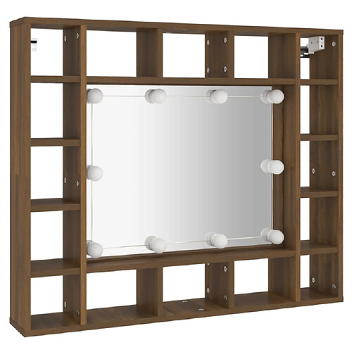 Helloshop26 Armoire à miroir avec led chêne 91 x 15 x 76,5 cm marron 02_0006669