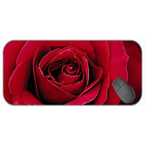 Universal (750x300x3) Tampon de souris de jeu avec bords cousus, base de caoutchouc de fleur de rose rouge rose rouge