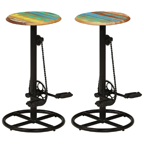 vidaXL Tabourets de bar lot de 2 bois massif de récupération