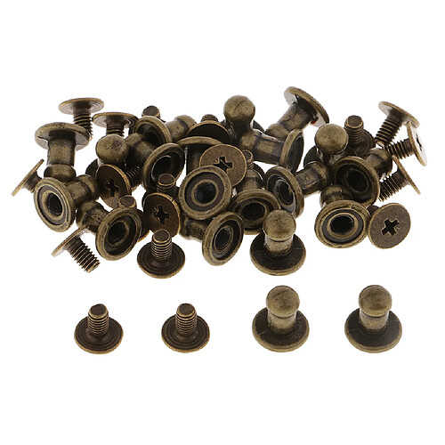 20pcs tête ronde mini vis rivets attache cuir bouton de goujon argent