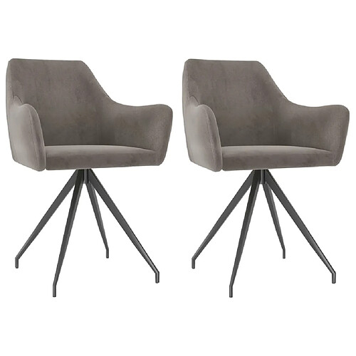 Decoshop26 Lot de 2 chaises de salle à manger cuisine design moderne velours gris clair CDS020508